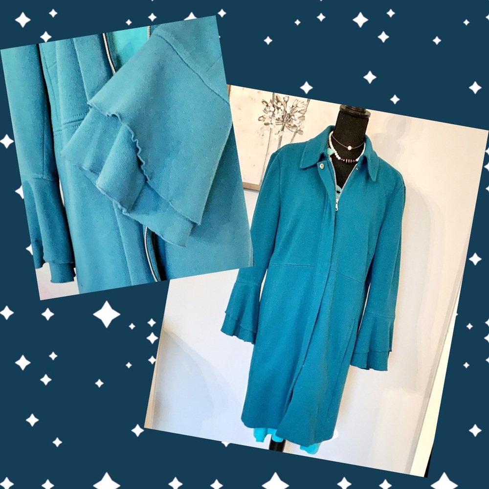 🧥 Gorgeous Long Teal Coat! XXL